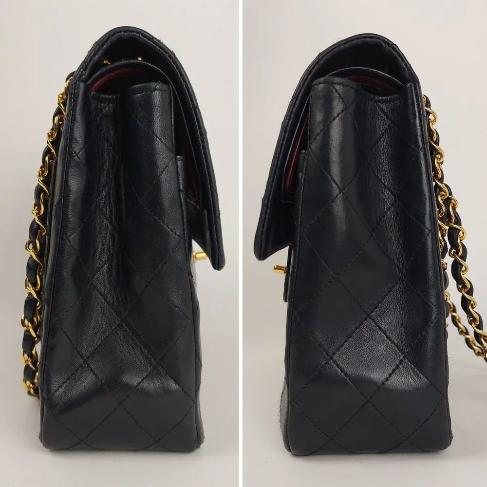 SOLD CHANEL 25 Black Double Flap Quilted Lambskin Leather Bag - Picture 8 of 16